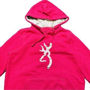 Browning Women's Hoodie Sweatshirt Medium hot Pink Camo Deer Hunting Patchwork